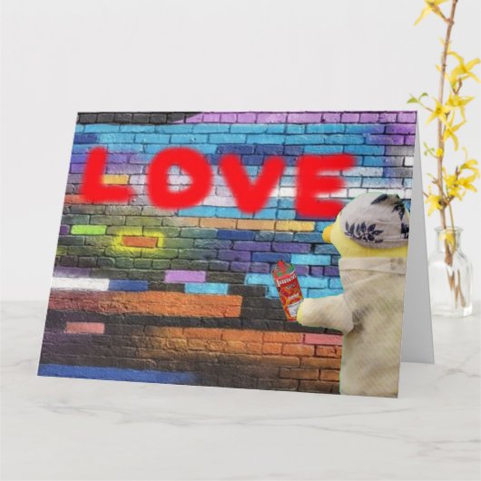 Carte Aimez les graffitis muraux. (Fleur jaune)