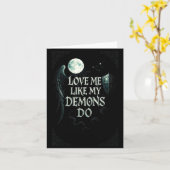Carte Aimez Moi Comme Des Démons Lune Gothique (Fleur jaune)