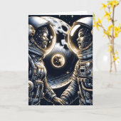 Carte Aimez-vous à la Lune et retour | Astronautes (Fleur jaune)