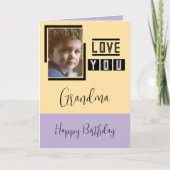 Carte Aimez-vous Grand-mère ajouter photo violet jaune a (Devant)