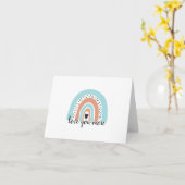 Carte Aimez-vous plus Rainbow Heart Blue Peach (Fleur jaune)