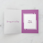 Carte Aimez-vous pour toujours mignon oiseaux violet Val (Intérieur)