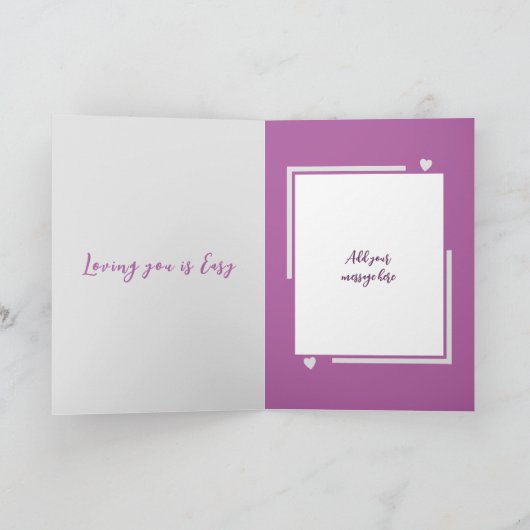 Carte Aimez-vous pour toujours mignon oiseaux violet Val (Intérieur)