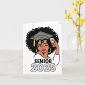 Carte Aînés Cl De 2025 Graduation 25 Afro Black Womens (Fleur jaune)