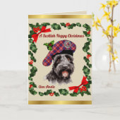 Carte Ainslie Scottie Dog Noël personnalisé (Fleur jaune)