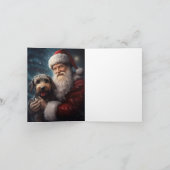 Carte Airedale avec Noël Festif du Père Noël (Intérieur)