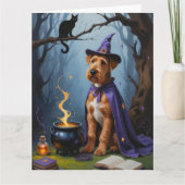 Carte Airedale Chien Whimsical Halloween Peinture (Devant)