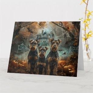 Carte Airedale Halloween nuit chien délice
