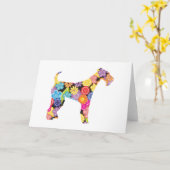 Carte Airedale Terrier (Fleur jaune)