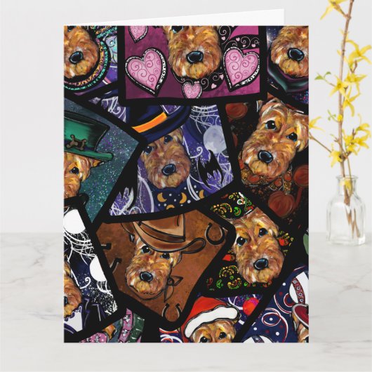 CARTE AIREDALE TERRIER (Fleur jaune)