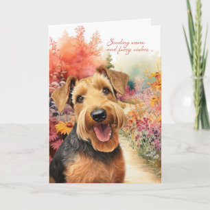 Carte Airedale Terrier Chien Chemin du jardin de chien