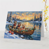 Carte Airedale Terrier Christmas Boat Holiday (Fleur jaune)