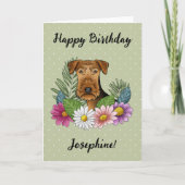 Carte Airedale Terrier Colorful Floral Joyeux Anniversai (Devant)