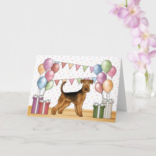 Carte Airedale Terrier Cute Dog Pastel Joyeux Anniversai (Orchidée)