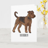 Carte Airedale terrier dog cartoon (Fleur jaune)