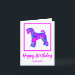 Carte Airedale Terrier Dog Funny Birthday Card<br><div class="desc">Silhouette Airedale Terrier chien en rose chaud fou et bleu brillant abstrait motif moderne. Le message d'anniversaire à l'intérieur peut être changé à tout ce que vous voulez. Personnalisez avec le nom sur le devant.</div>