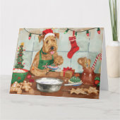 Carte Airedale Terrier Gâteau de vacances : Noël festif (Devant)