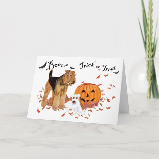Carte Airedale Terrier Halloween (Devant)