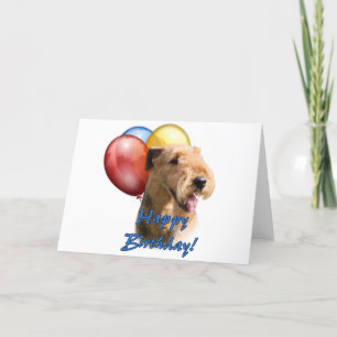 Carte Airedale Terrier Joyeux ballon d'anniversaire