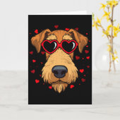 Carte Airedale Terrier Saint-Valentin Cœur Amateurs de C (Fleur jaune)