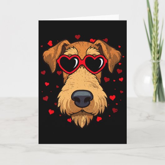 Carte Airedale Terrier Saint-Valentin Cœur Amoureux de C (Devant)