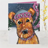 Carte Airedale Terriers (Fleur jaune)