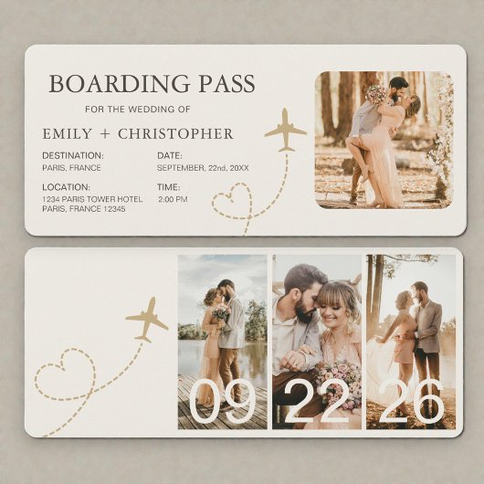 Carte Airline Boarding Pass Ticket Wedding