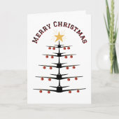 Carte Airplane Christmas Tree Family Photo Simple Custom (Devant)