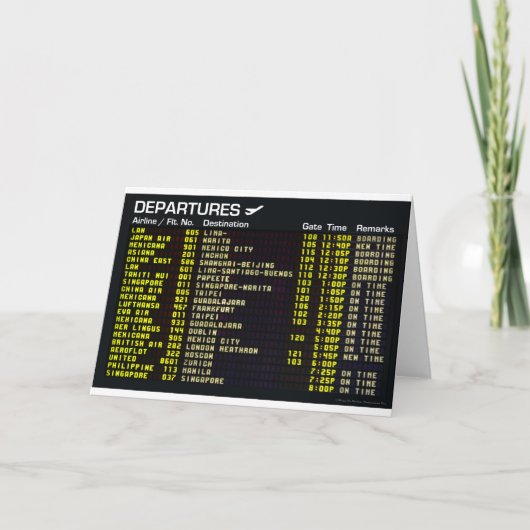 Carte Airport Departures Greeting Card (Devant)