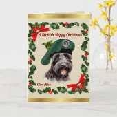 Carte Aiton Scottie Chien Noël personnalisé (Fleur jaune)