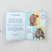 Carte Ajouter 2 Photo, Coeur Saint Valentin bleu avec po (Intérieur)