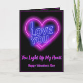 Carte Ajouter 2 Photo Neon Light Valentine Heart Love Po (Devant)