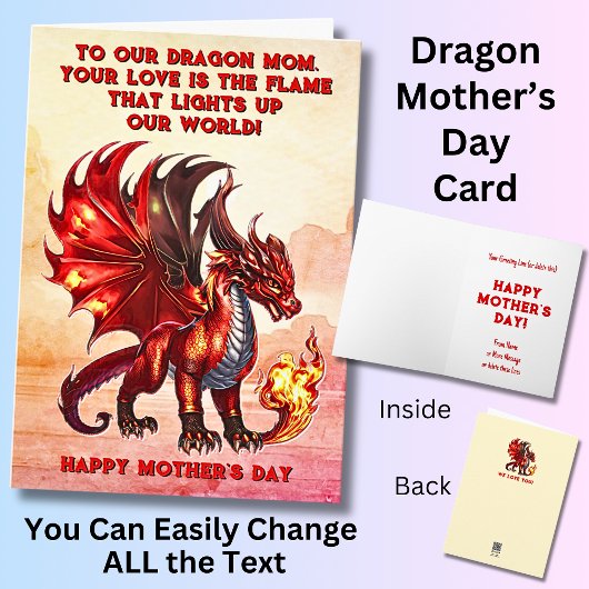 Carte Ajouter Des Noms, Dragon Maman, Flamme Lights Notr