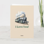 Carte Ajouter des noms, Green Steam Train Engine Valenti (Dos)