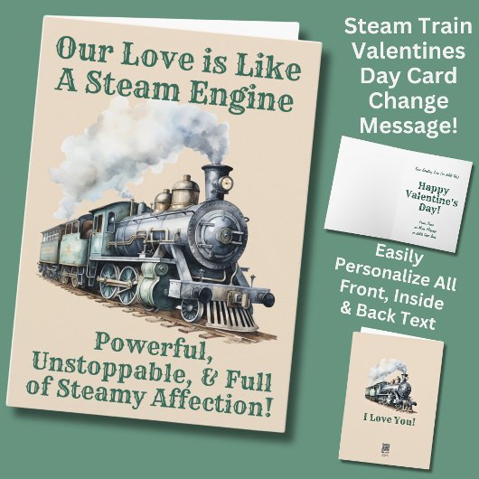 Carte Ajouter des noms, Green Steam Train Engine Valenti