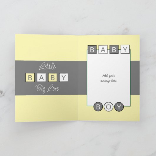 Carte Ajouter des noms gris jaune nouveau bébé garçon (Intérieur)