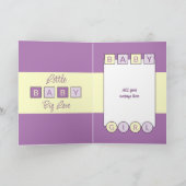 Carte Ajouter des noms jaune violet nouveau bébé fille (Intérieur)
