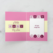 Carte Ajouter des noms rose jaune nouveau bébé fille (Intérieur)