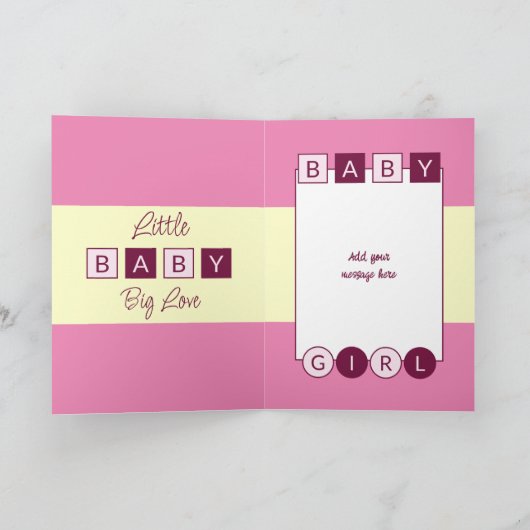 Carte Ajouter des noms rose jaune nouveau bébé fille (Intérieur)