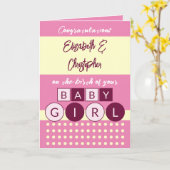 Carte Ajouter des noms rose jaune nouveau bébé fille (Fleur jaune)