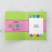 Carte Ajouter des noms rose vert nouveau bébé fille (Intérieur)