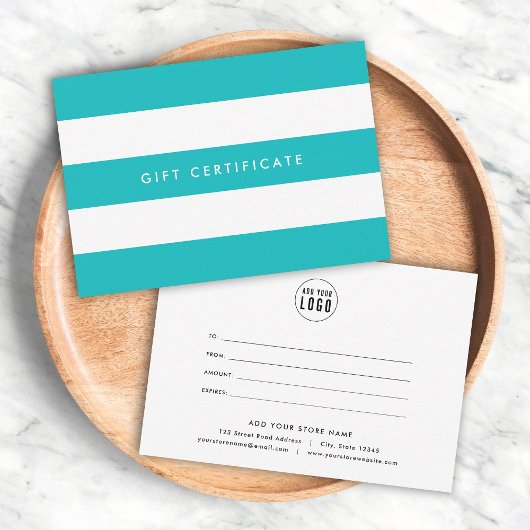 Carte Ajouter des rayures de logo et un certificat-cadea