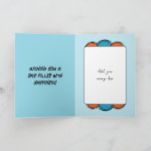 Carte Ajouter le nom de la photo bleu orange 50e anniver (Intérieur)