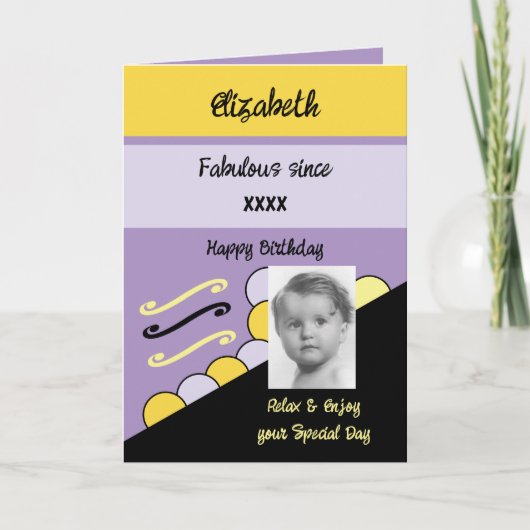 Carte Ajouter le nom de l'année photo jalon anniversaire (Devant)