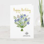 Carte Ajouter Logo Bleu Blanc Fleurs folkloriques Busine (Devant)