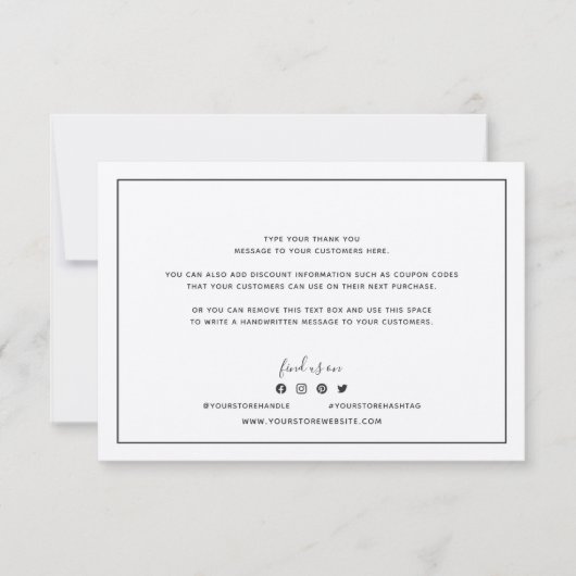 Carte Ajouter Logo Bordure gris foncé Merci Kraft rustiq (Devant)