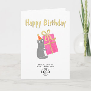 Carte Ajouter Logo Cute Chat Big Pink Cadeau Entreprise 