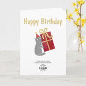 Carte Ajouter Logo Cute Chat Bourgogne Cadeau Affaires A (Fleur jaune)