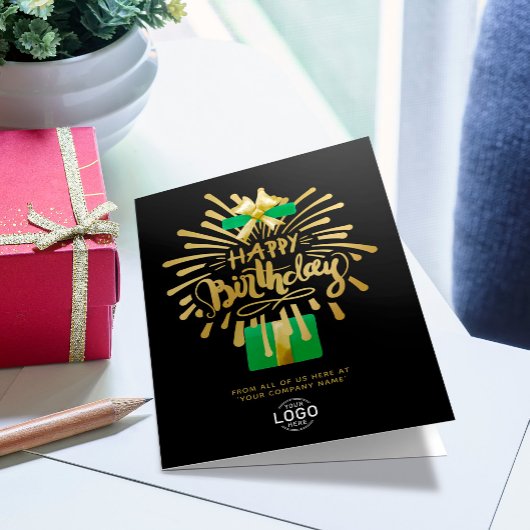 Carte Ajouter Logo Green Gold Fireworks Black Group Anni