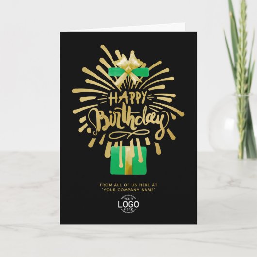 Carte Ajouter Logo Green Gold Fireworks Black Group Anni (Devant)